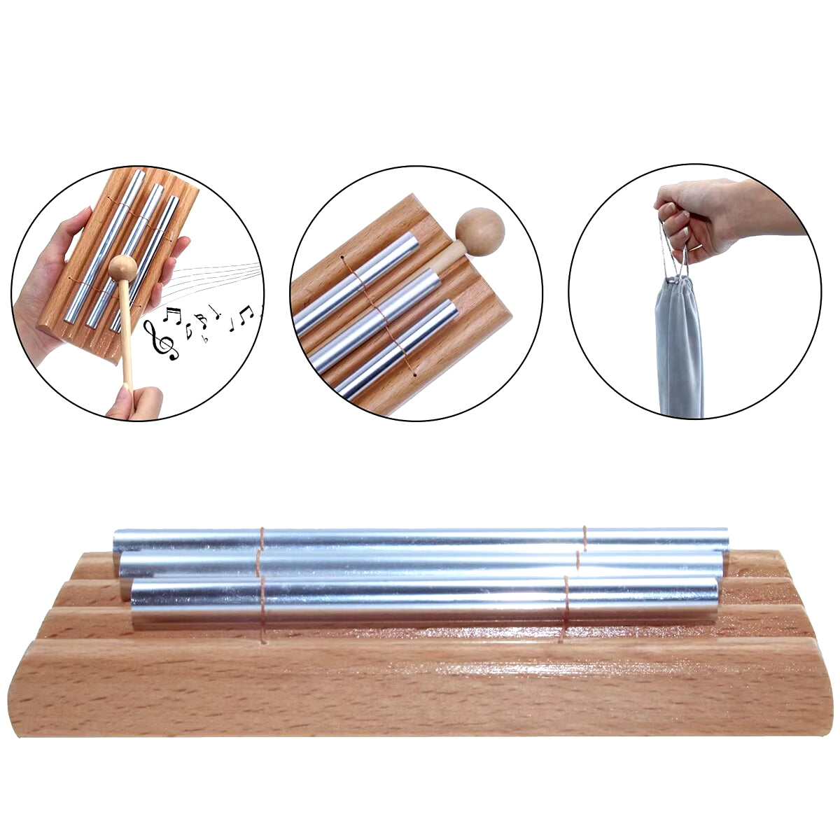 Meditation Chimes 3Phoneme the Original Guaranteed Musically Tuned Wind Zenergy Hand Chime for Classrooms Meditation Mindfulness