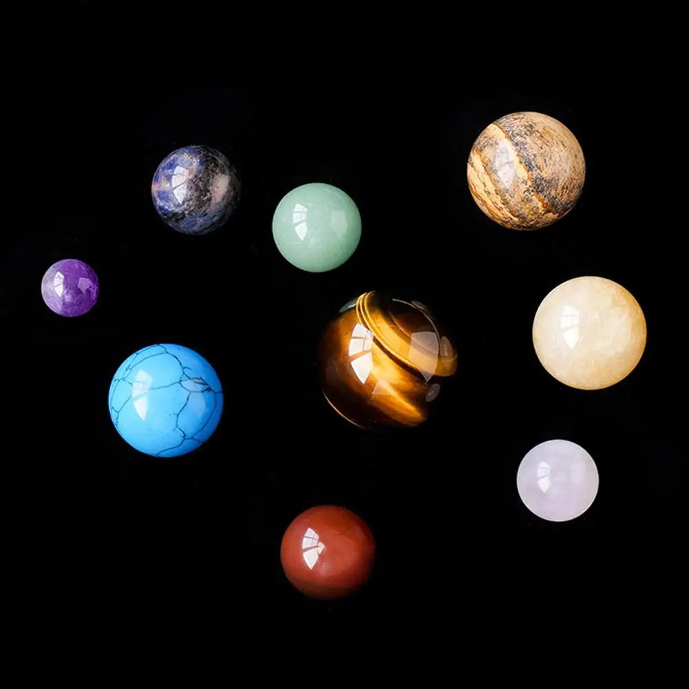 Natural Crystal Planets Ball Solar Sun System Rock Quartz Stones Beads Healing Reiki Chakra Energy Sphere Galaxy Model