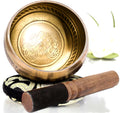 Tibetan Singing Bowl Set Totem Sound Bowl Meditation Bowl Unique Gift Helpful for Meditation Yoga Stress Relief Gold Bowl