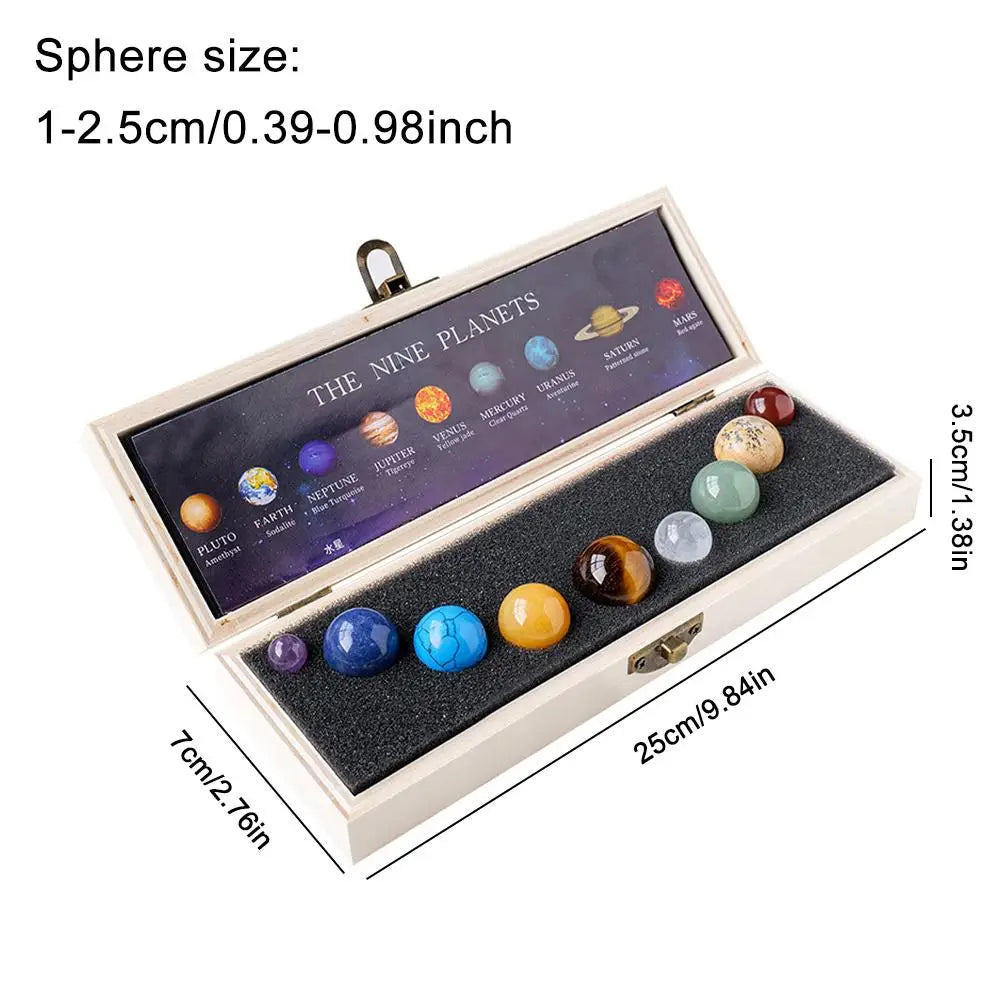 Natural Crystal Planets Ball Solar Sun System Rock Quartz Stones Beads Healing Reiki Chakra Energy Sphere Galaxy Model