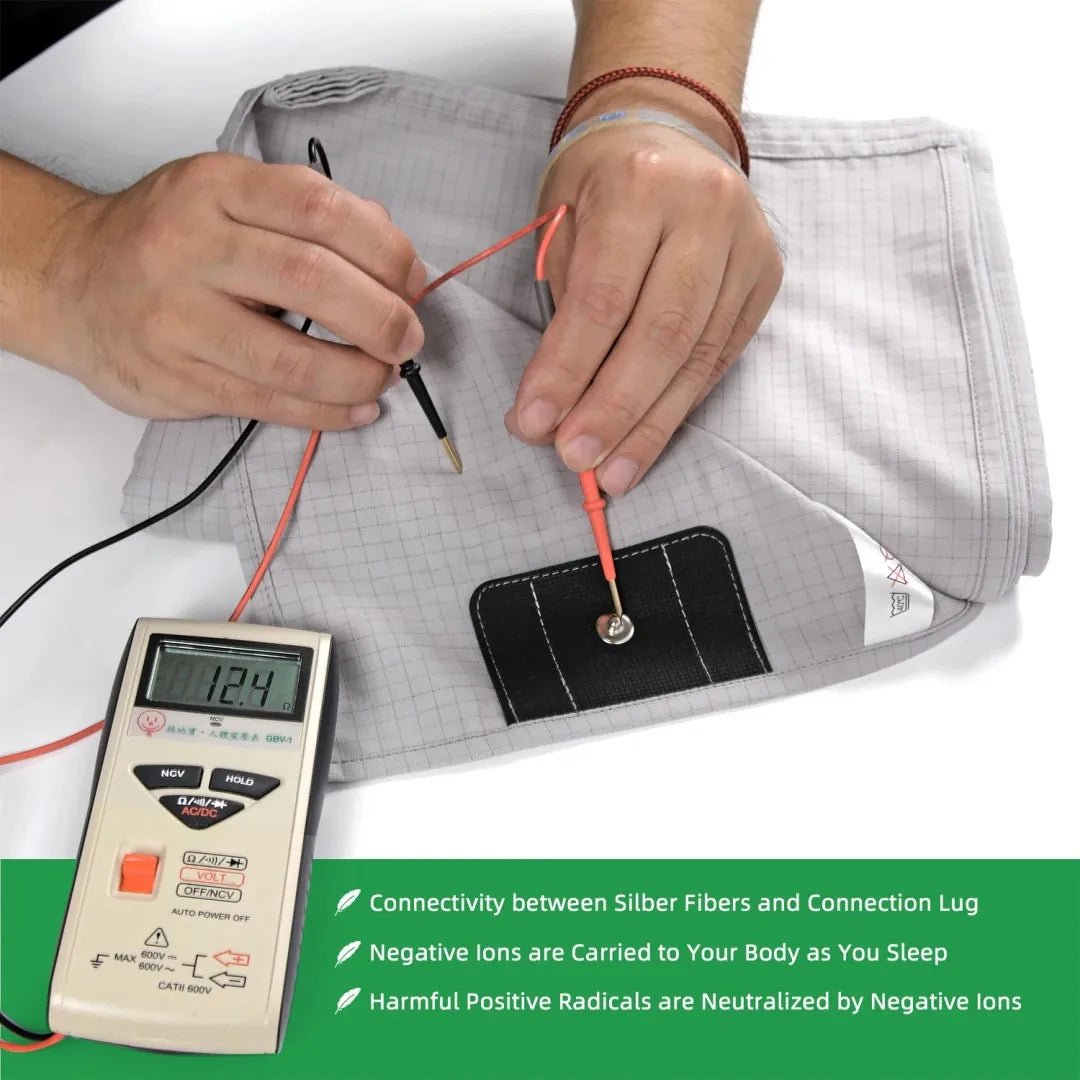 Grounding Flatted Bed Sheets with 10% Silver Fiber & Organic Cotton- Conductive with Grounding Cord, Grounding Keep Good Sleep