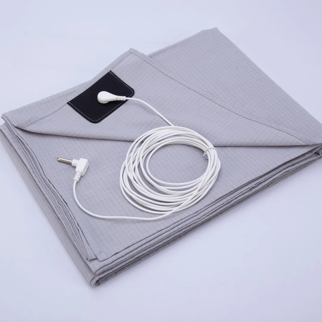 Grounding Flatted Bed Sheets with 10% Silver Fiber & Organic Cotton- Conductive with Grounding Cord, Grounding Keep Good Sleep