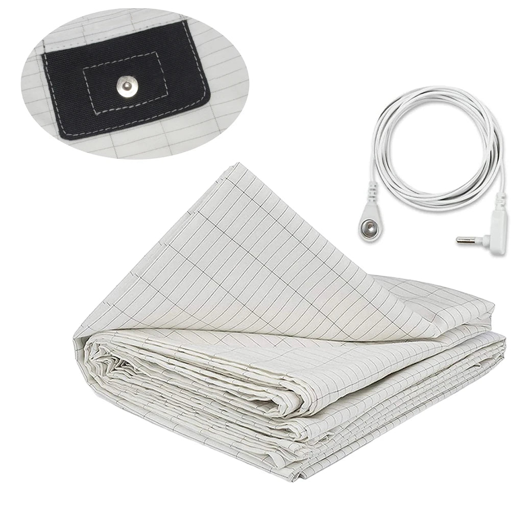 Earthing Bed Sheet Flat Sheet Earth Benefit Gold Connection Earth Cord ﻿Anti-Static Organic Grounding Mat Radiation Proof