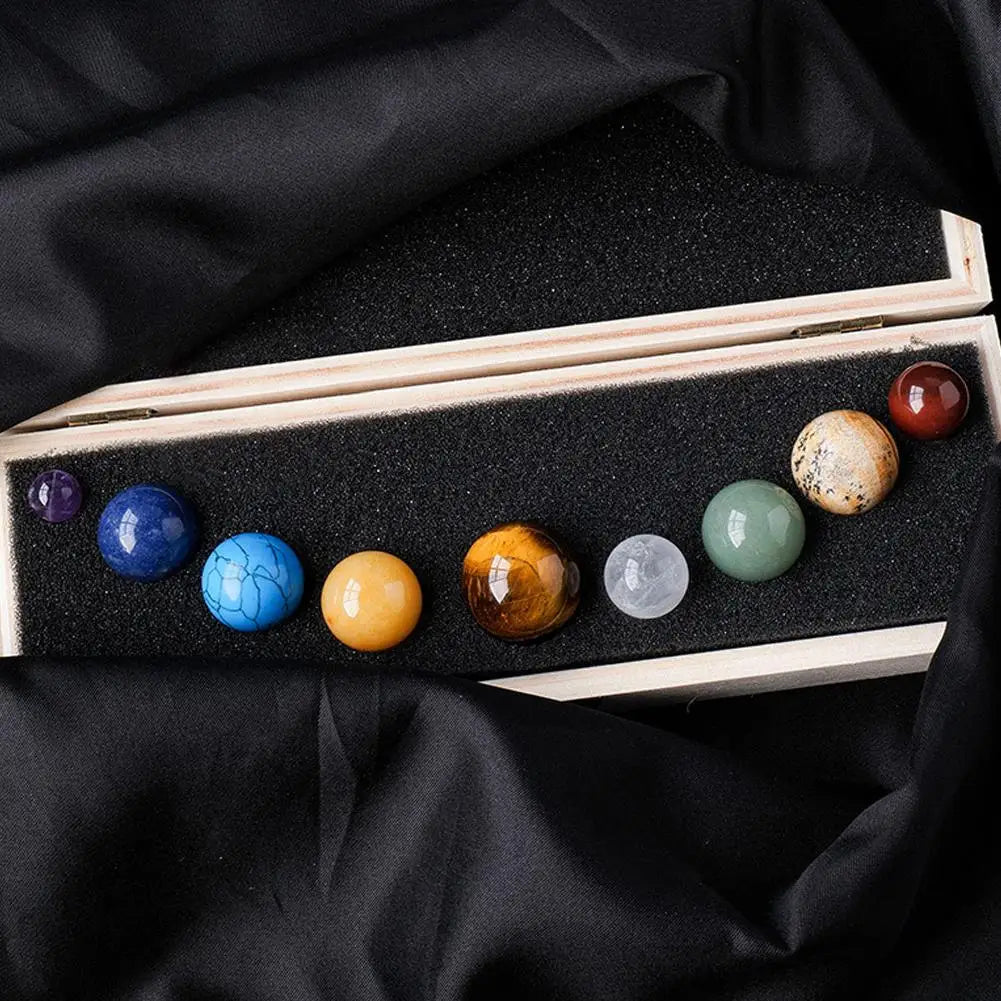 Natural Crystal Planets Ball Solar Sun System Rock Quartz Stones Beads Healing Reiki Chakra Energy Sphere Galaxy Model