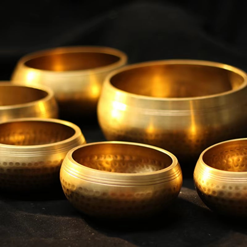 Copper Buddha Sound Bowl Yoga Meditation Instruments Singing Bowl Handicraft Music Therapy Tibetan Bowl Decor without Cushion