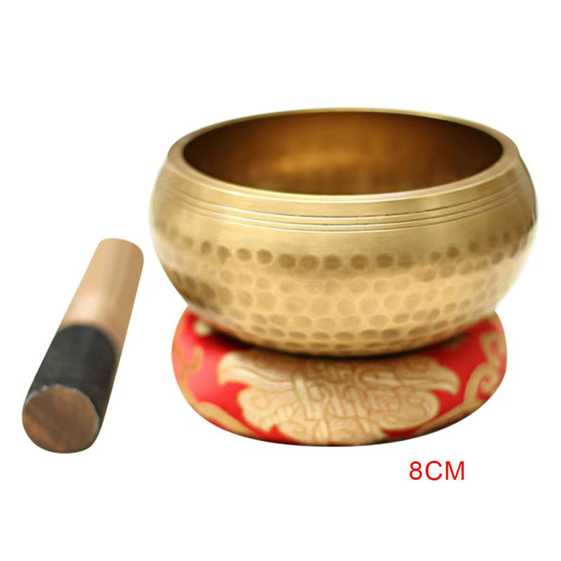Copper Buddha Sound Bowl Yoga Meditation Instruments Singing Bowl Handicraft Music Therapy Tibetan Bowl Decor without Cushion